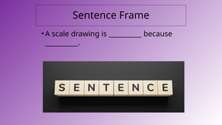 Sentence Frame
• A scale drawing is __________ because
__________.
 