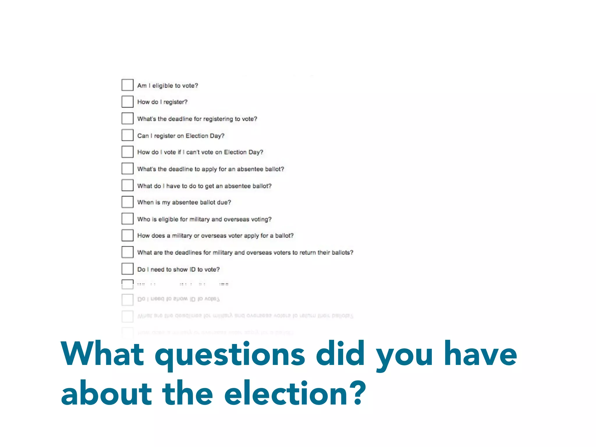 What questions did you have
about the election?

 