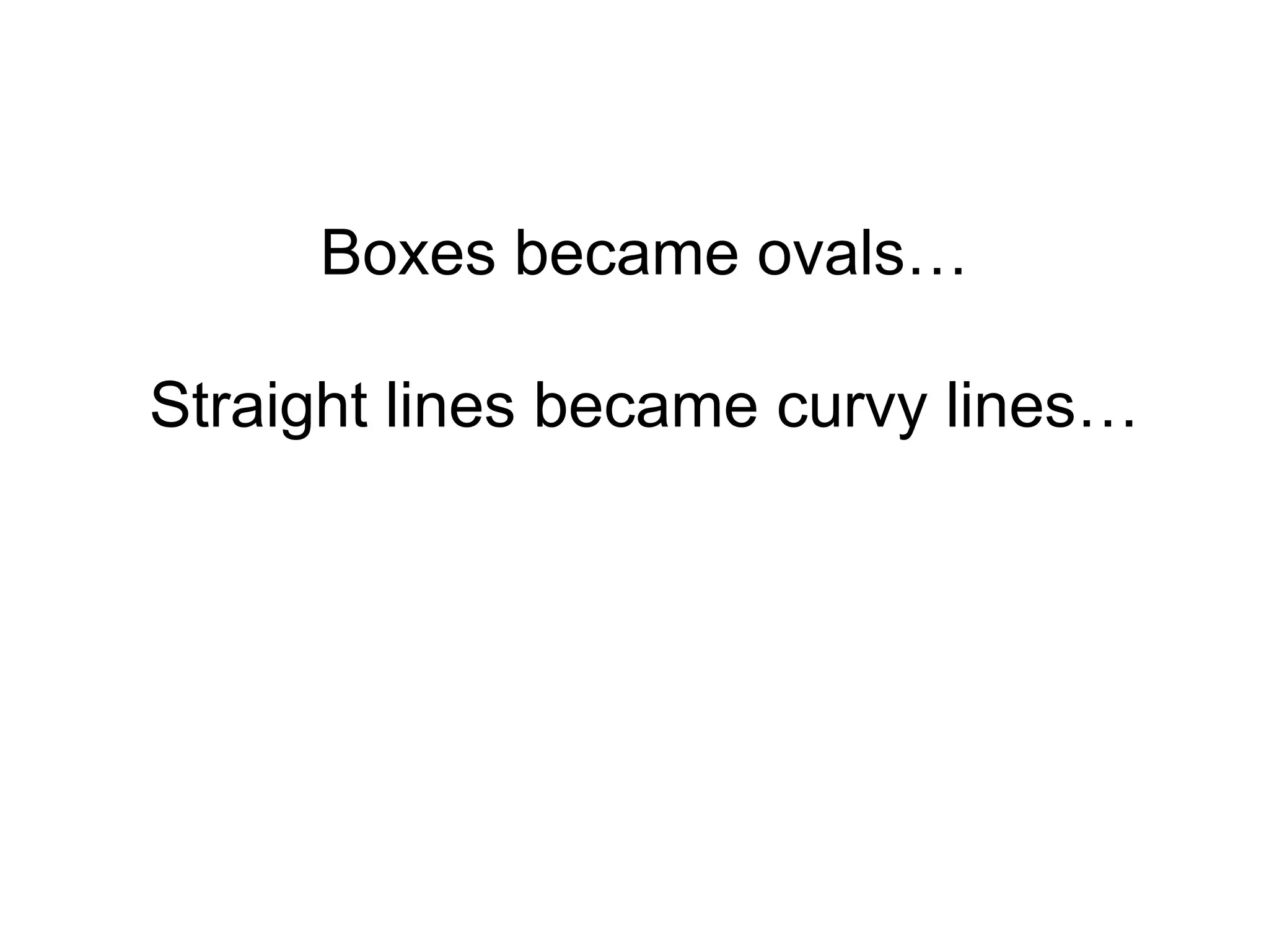 Boxes became ovals…Straight lines became curvy lines…