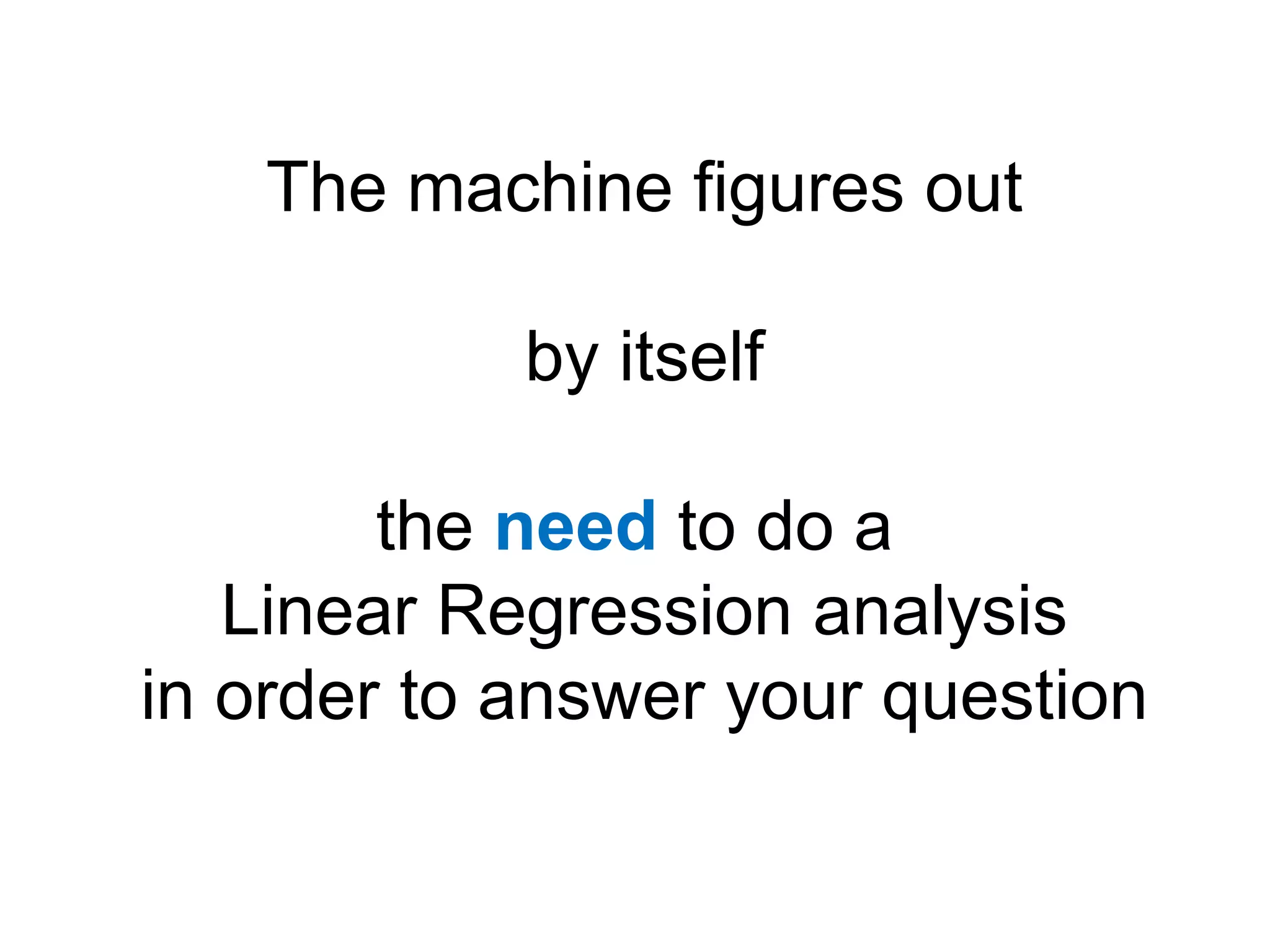 The machine figures outby itselfthe need to do a Linear Regression analysisin order to answer your question