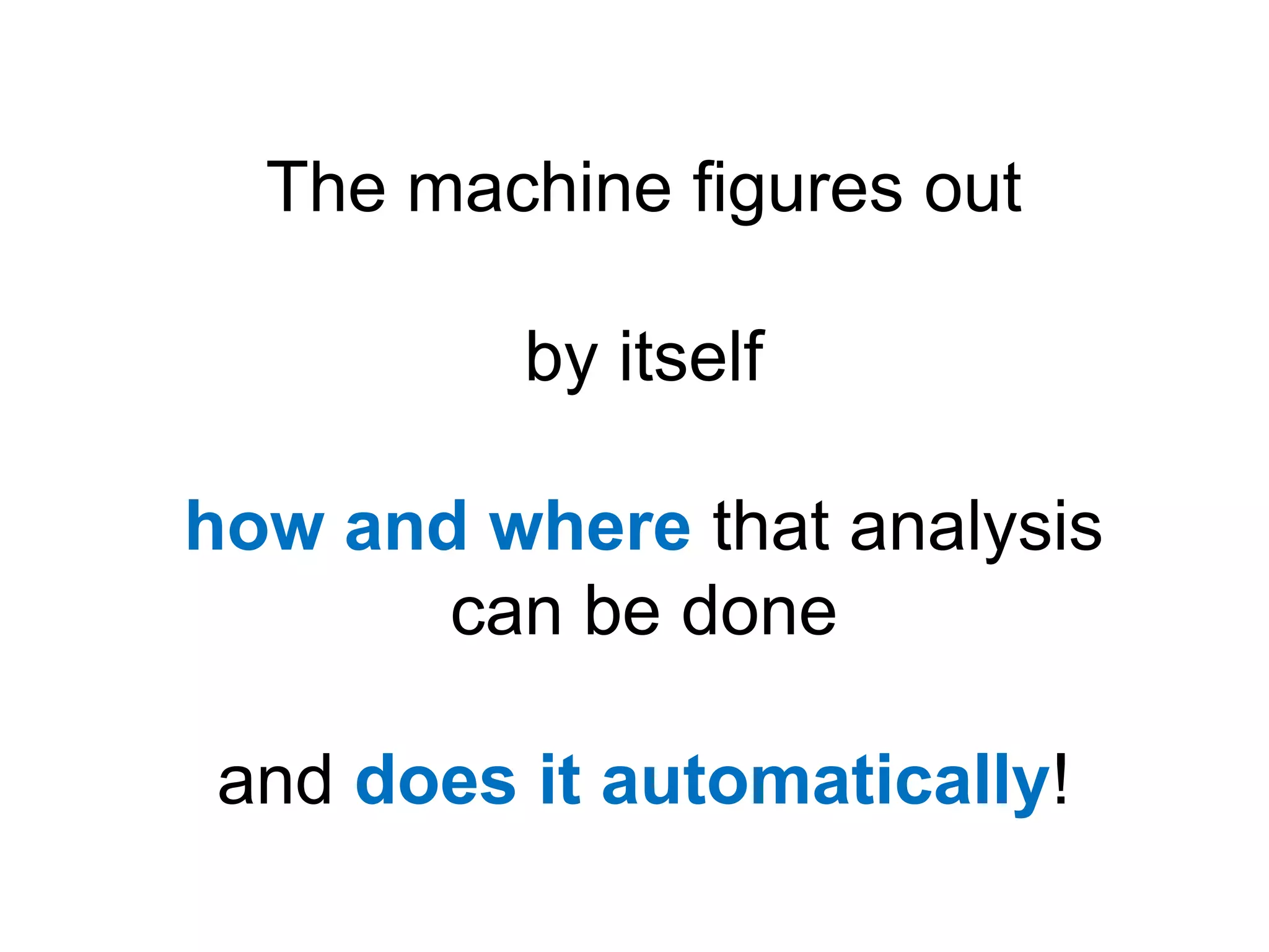 The machine figures outby itselfhow and wherethat analysiscan be doneand does it automatically!