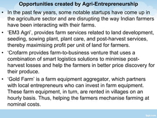 Entrepreneurship opportunities in Agriculture | PDF