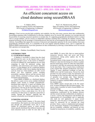 An efficient concurrent access on cloud database using secureDBAAS | PDF