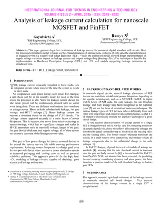 Analysis of leakage current calculation for nanoscale MOSFET and FinFET ...