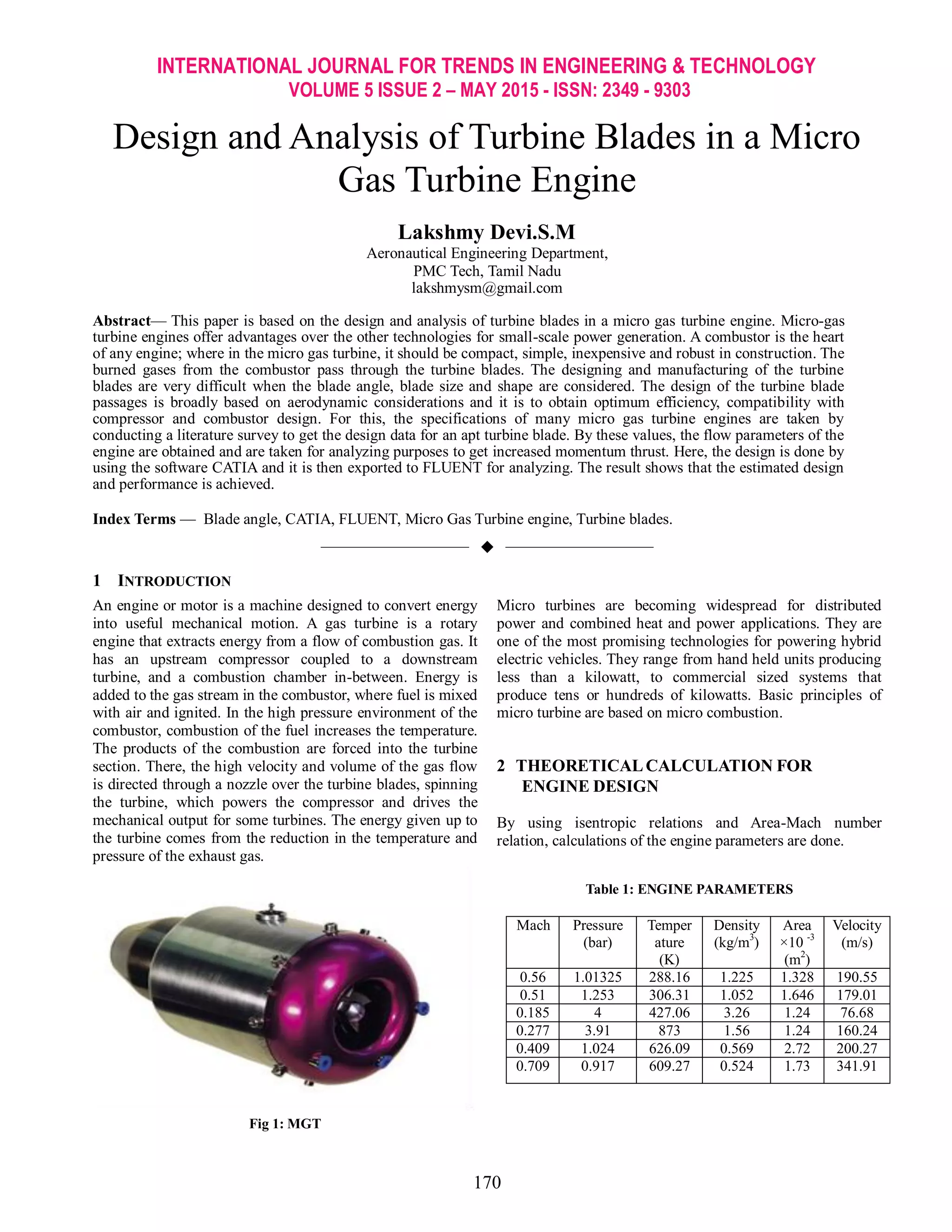 Design and Analysis of Turbine Blades in a Micro Gas Turbine Engine | PDF
