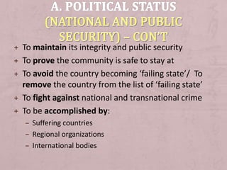 + To maintain its integrity and public security
+ To prove the community is safe to stay at
+ To avoid the country becomin...