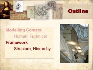 Outline 
12 
Modelling Context 
Human, Technical 
Framework 
Structure, Hierarchy 
 
