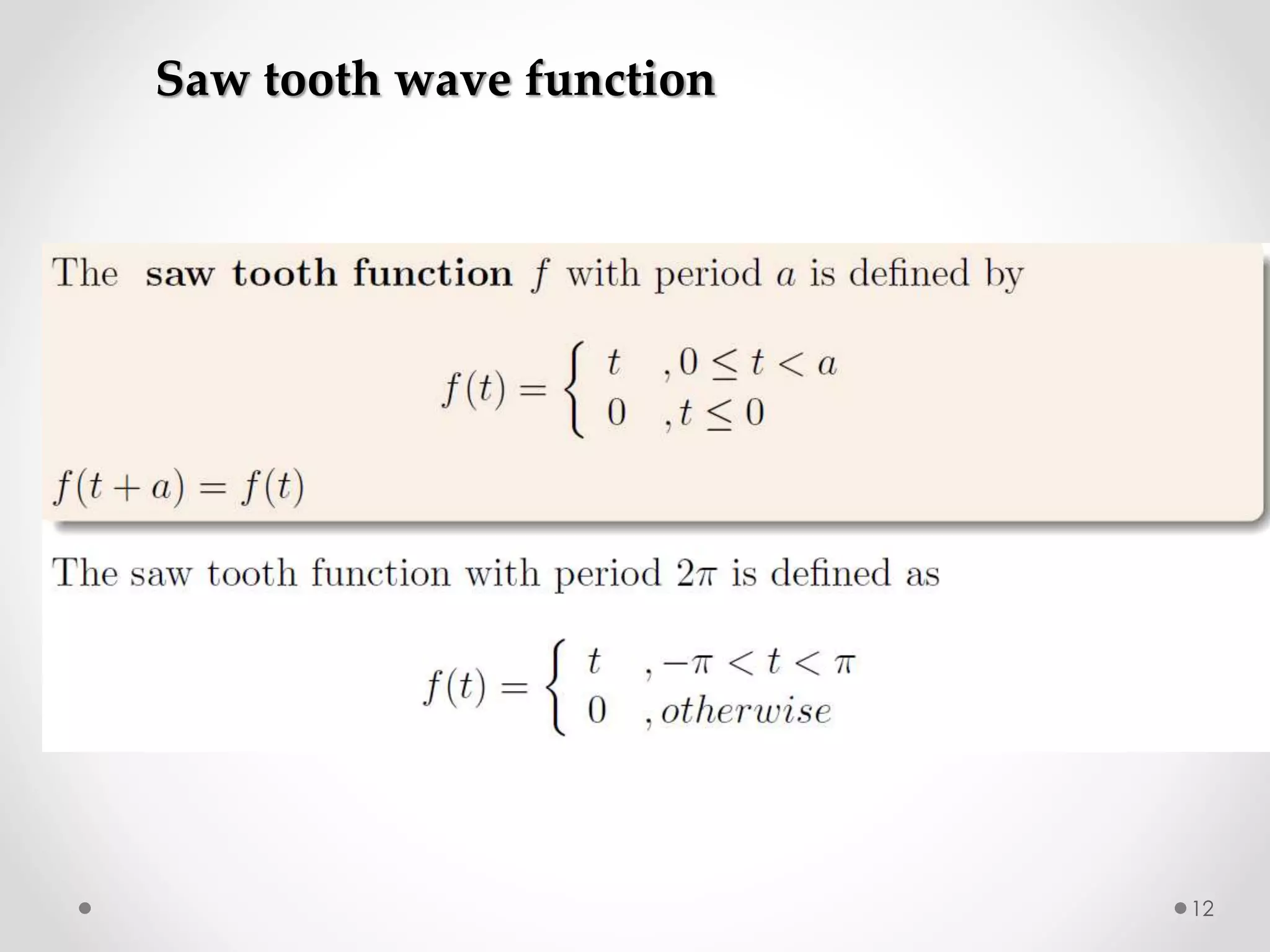 Saw tooth wave function
12
 