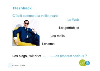 C.Audouin– ICC2010
Flashback
C’était comment la veille avant
Le Web
Les portables
Les mails
Les sms
Les blogs, twitter et ...