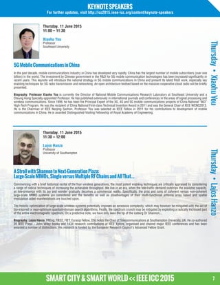 7
KEYNOTESPEAKERS
For further updates, visit http://icc2015.ieee-icc.org/content/keynote-speakers
SMARTCITY&SMARTWORLD<<IE...