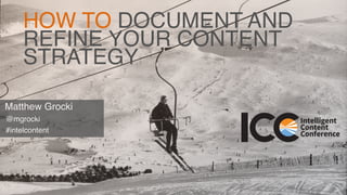 HOW TO DOCUMENT AND
REFINE YOUR CONTENT
STRATEGY  
Matthew Grocki
@mgrocki
#intelcontent
 