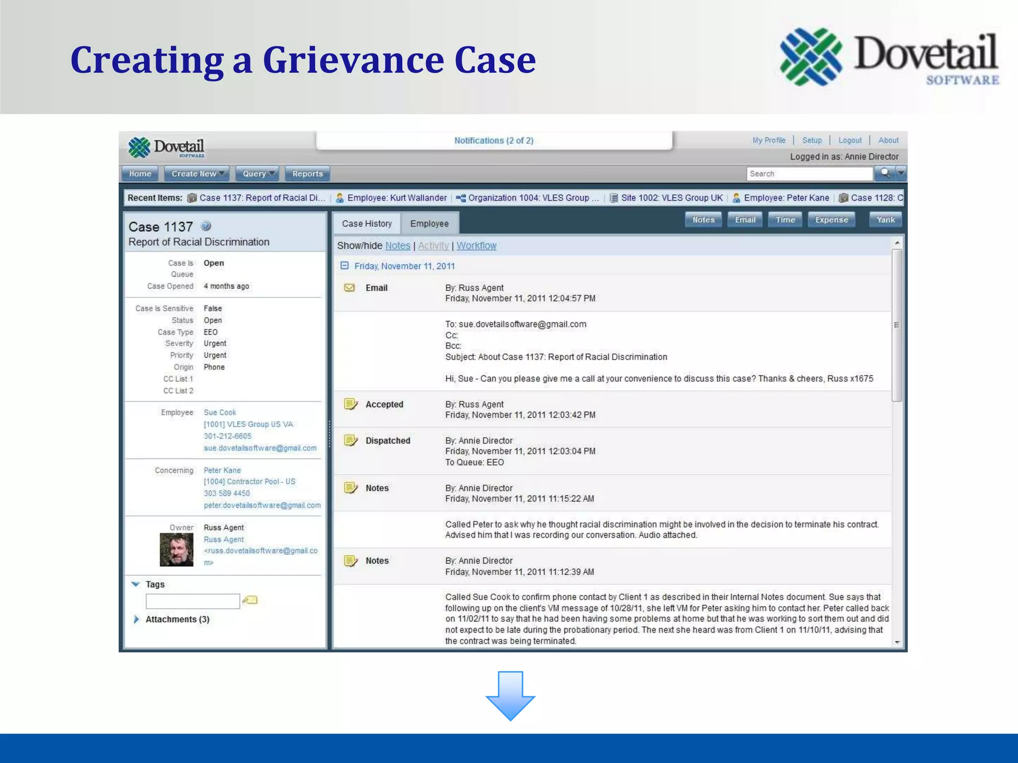 Creating a Grievance Case
 