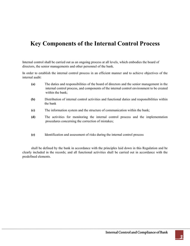 Internal Control and Compliance. | DOCX | Financial Regulation | Economy