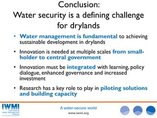  Water Security and Sustainable Growth in Drylands