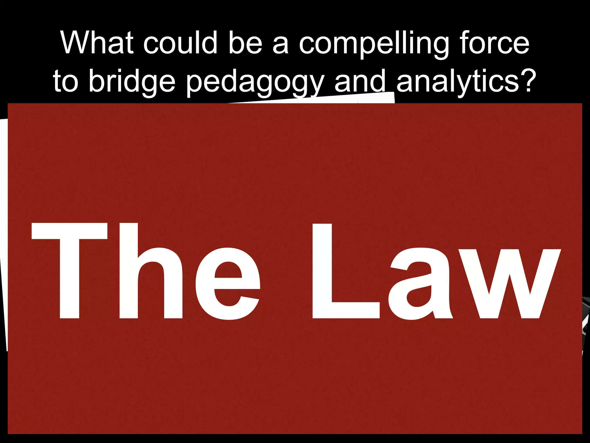 What could be a compelling force
to bridge pedagogy and analytics?
 