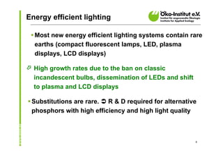 Energy efficient lighting

  Most new energy efficient lighting systems contain rare
   earths (compact fluorescent lamps...