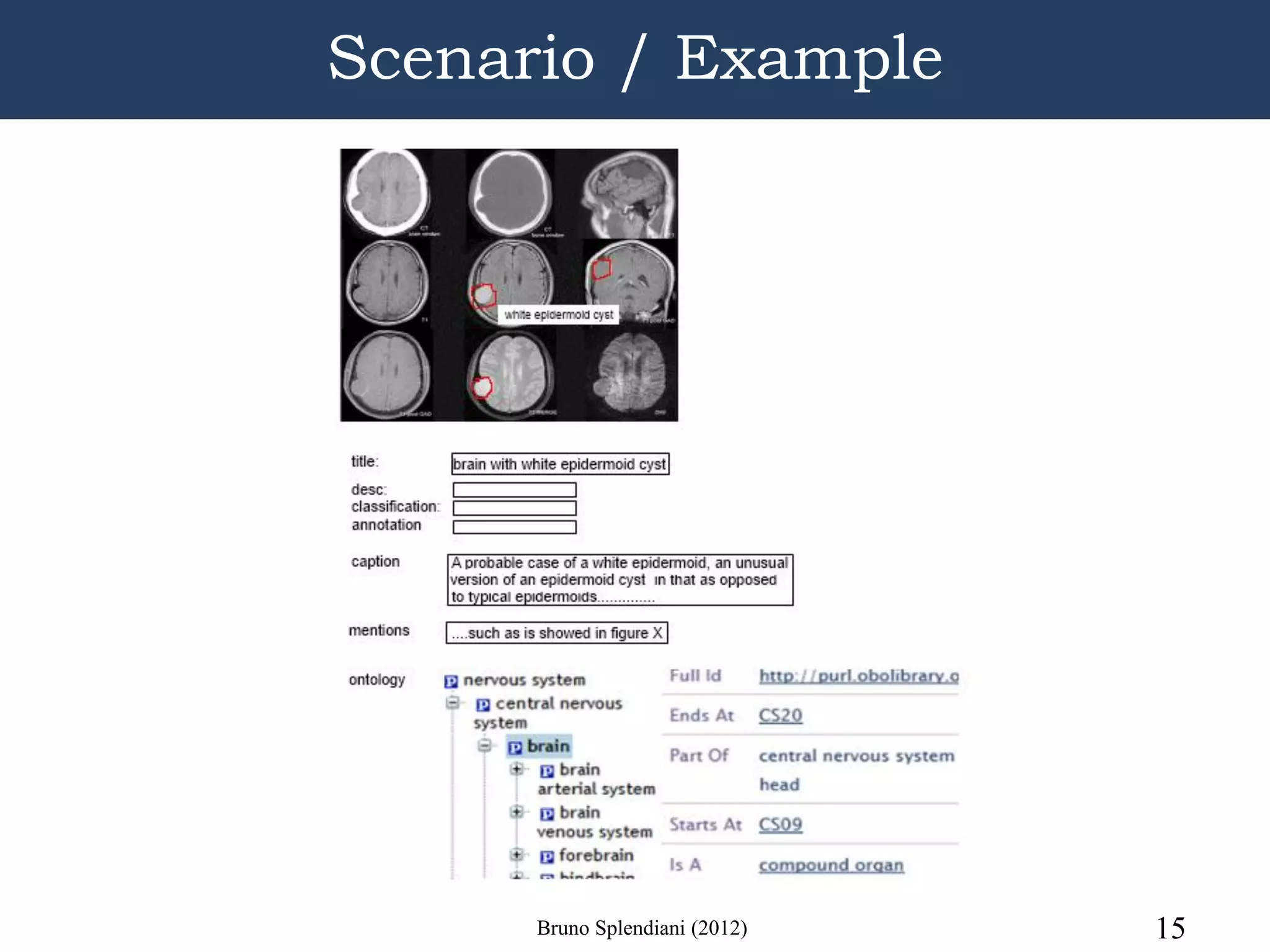 Scenario / Example




      Bruno Splendiani (2012)   15
 