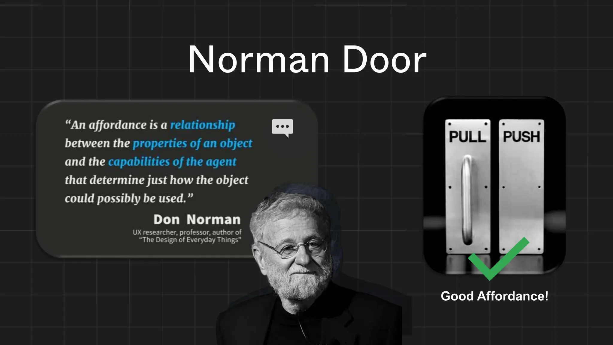 Norman Door
Good Affordance!
 