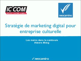 Stratégie de marketing digital pour
entreprise culturelle
Les mains dans le cambouis
#doers #blog

 