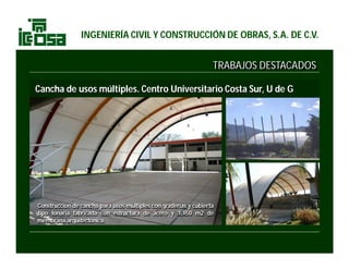 Cancha de usos múltiples. Centro Universitario Costa Sur, U de G
Construcción de cancha para usos múltiples con graderías ...