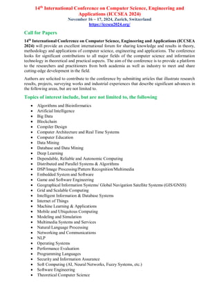 14th International Conference on Computer Science, Engineering and ...