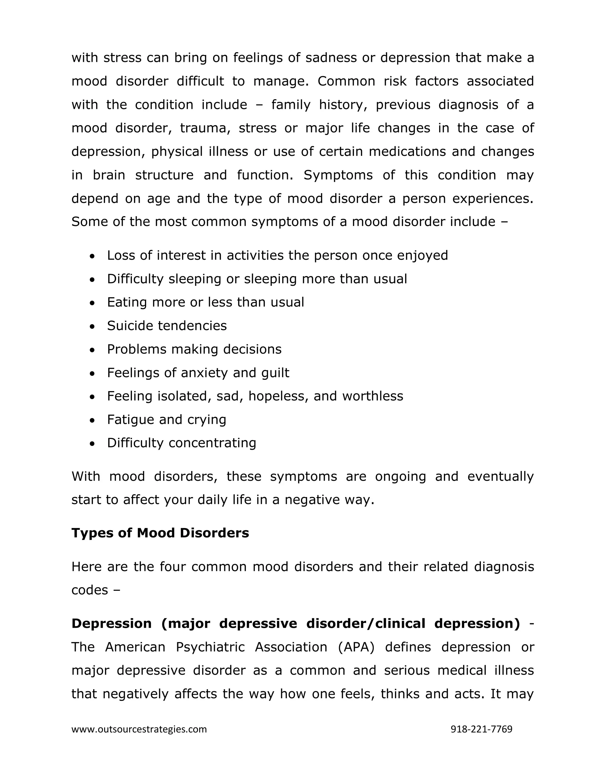 ICD-10 Codes for Diagnosing Four Common Mood Disorders | PDF | Mental ...