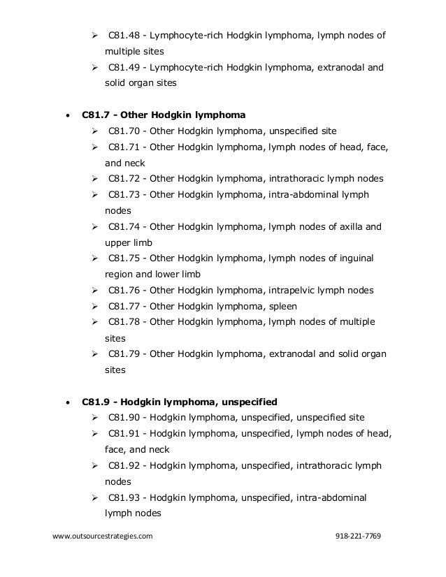 ICD-10 Codes for Reporting Hodgkin's Lymphoma (Hodgkin's ...
