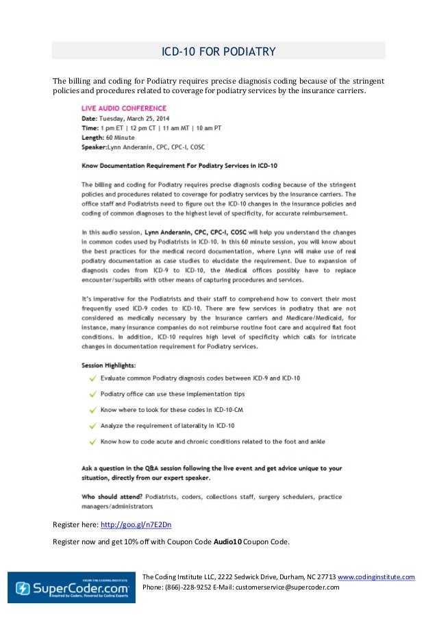 Icd 10 for podiatry