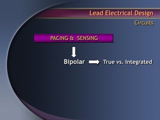 Lead Electrical Design
                               Circuits

PACING & SENSING



    Bipolar        True vs. Integrated
 