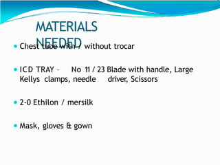 Icd Material Intercostal Drainage tube management.pptx. | PPTX