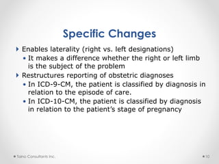 Specific Changes
 Enables laterality (right vs. left designations)
• It makes a difference whether the right or left limb...