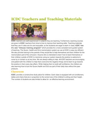 Icdc teachers and teaching materials