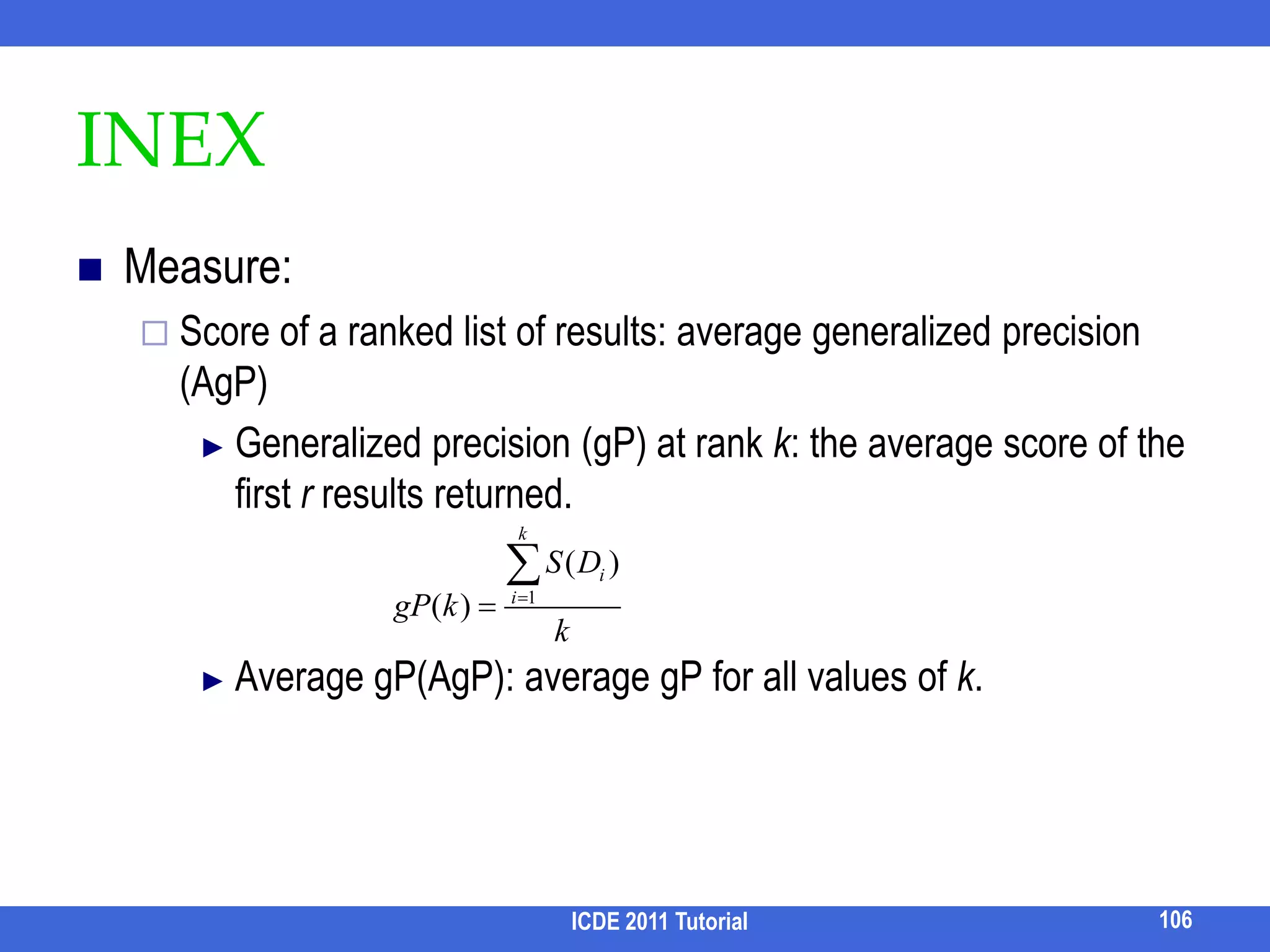 Estimating Probabilities/2p(proc(N)): User will process N if and only if user processes and chooses to expand N’s parent facet, and thinks N is relevant.P(N is relevant) = the percentage of queries in query log that has a selection condition overlapping N.90ICDE 2011 Tutorial