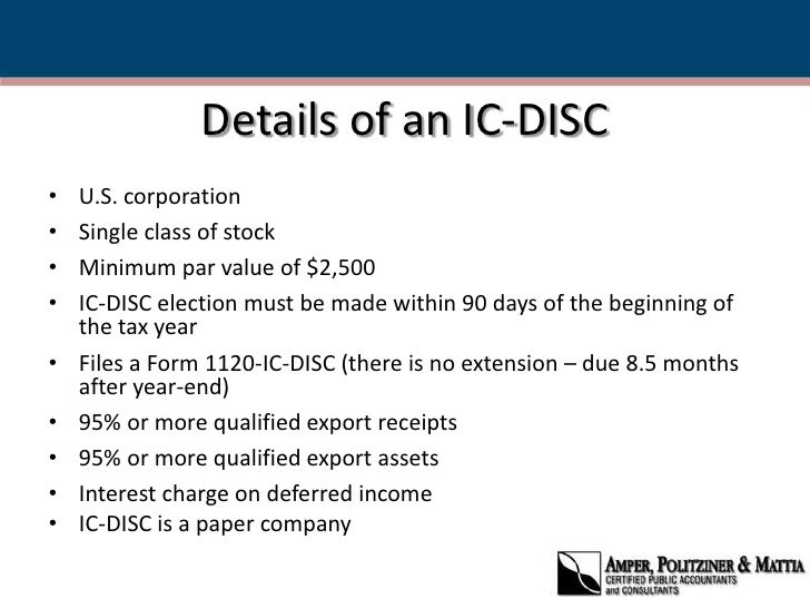 ICDisc An Export Tax Incentive
