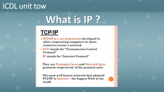 ICDL unit tow
What is IP ?
 