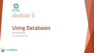 Using Databases
BY HASSAN AYAD
TA, Cairo University
 