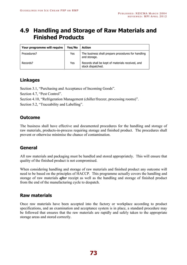 ICE CREAM HACCP GUIDLINES