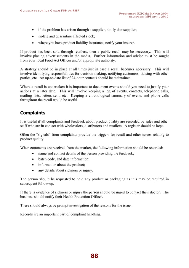 ICE CREAM HACCP GUIDLINES
