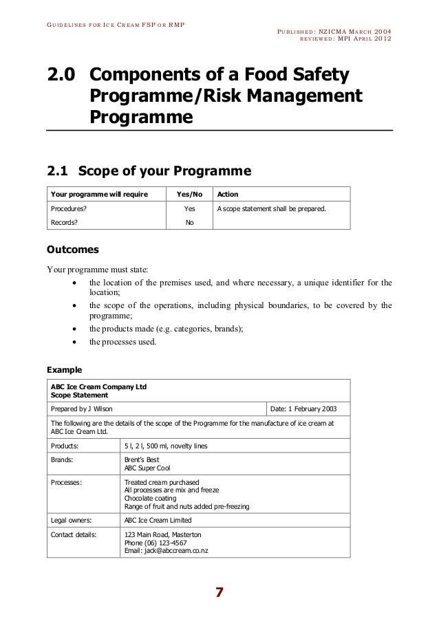 ICE CREAM HACCP GUIDLINES