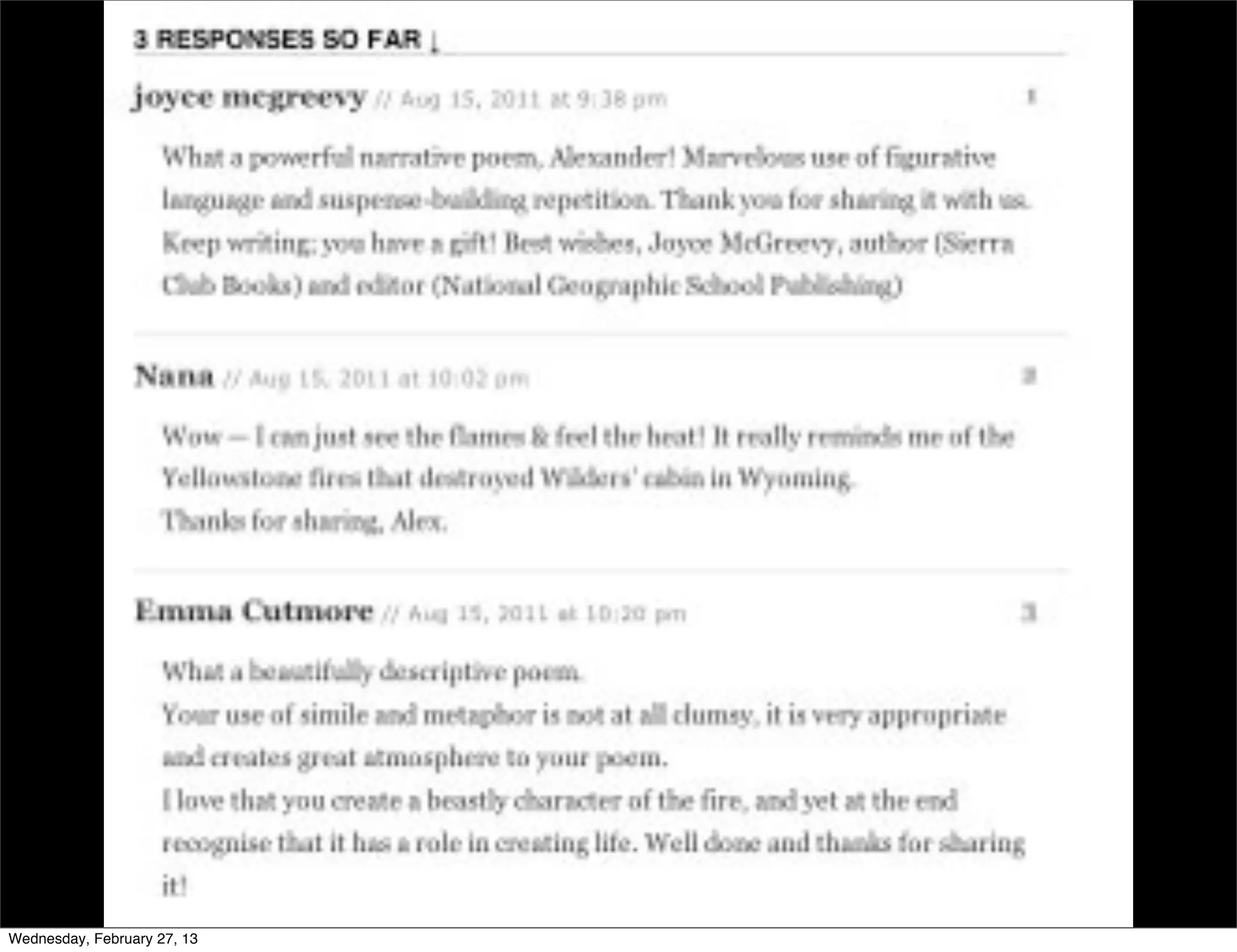 Wednesday, February 27, 13
 