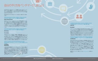 自分のやり方をベンチマークしまし う
                       ょ
       ASTD 2013では、240ものセッションが開催されるほか、他のイベントに
       はない、  より多くの業界リソースにアクセスできます。  学習におけるリー
       ディング企業の例に照らして、     自分のやり方をベンチマーキングする機
       会を持つことができます。

       ASTD 2013でアクセスできるコンテンツのほんの一部を以下にご紹介
       します。

       DEVELOPING CREATIVE GLOBAL LEADERS, LESSONS FROM IBM
      （ク リエイティ   ブなグローバルリーダーの開発: IBMの事例から）
       Robert Osmond Partner、IBM社のGlobal Business Services担当

       IBMでは、すべてのレベルにおいて、リーダーが変革を促進しています。
       リーダー達は、 ビジョンや戦略的方向性を確立し、必要なリソースを獲
       得し、 計画を適切に実行して、必要とされる結果を達成します。
                                    このセッ                                                                                              LEARNING TECHNOLOGIES AT YUM: PAST, PRESENT, FUTURE
       ションは、 グローバルビジネスの舞台で活躍するリーダーを育てるため                                                                                              （Yum社におけるラーニングテク             ノロジー: 過去、     現在、   未来）
       に、 既存のリーダーシッププログラムを調整する方法、新たなリーダーシ                                                                                             Cody Cluff、 um Restaurants International社のDirector、
                                                                                                                                                  
                                                                                                                                                  Y                                        Restaurant
       ッププログラムを開発する方法に興味のあるすべての人を対象として                                                                                                            Training  HR Technologies担当
       います。                                                                                                                           Mary Woolf、 um!社のDirector、
                                                                                                                                                     
                                                                                                                                                     Y               Learning Technologies担当

       DEVELOPING CREATIVE GLOBAL LEADERS, LESSONS FROM IBM                                                                           このセッションでは、世界最大の外食企業であるYum!が導入した新しい
      （ク  リエイティ   ブなグローバルリーダーの開発: IBMの事例から）                                                                                           ラーニングテクノロジーを検討します。ここでは、Yum!が学習管理ツー
       Rick Kramer、 merican Honda Motor Company, Inc.
                   
                   A                                                                                                                  ルの導入を決断した背景となったビジネスドライバー、   ベンダーの選定
                   のNational Manager                                                                                                  理由、システムの実装方法（ガバナンス、チェンジマネジメント、 教材へ
       Terry Coates、10/10ths社のPresident                                                                                               の影響）導入により得られた利点などについて学ぶことができます。
                                                                                                                                          、                             こ
                                                                                                                                      のセッションに参加すれば、新しいラーニングテク ノロジーをグローバ
       Hondaでは、 グローバル企業として環境への配慮を重視しており、   ペーパ
                                                                                                                                      ル規模で導入する場合の実際的なヒントを得ることができるでしょ   う。
       ーレスのワークショップを提供しています。     その参加者は、研修に対する
       考えが変わり、    また、
                    これによって研修費用も削減されます。  このセッショ                                                                                        MASSIVE OPEN ONLINE COURSES: THE FUTURE OF CORPORATE
       ンでは、  Hondaがそのワークショップで、 学習者に対してどのようにiPad                                                                                       LEARNING   （大規模なオープンオンラインコース: 企業の学習の将来）
       を提供しているかを学びます。    Hondaが研修をモバイルプラットフォーム                                                                                        Julia Wilkowski、教育の設計家、 Google社のインストラクショナルデザイナー
       に移したことで得られた管理上、    物品手配上のメリッ  トをご紹介します。
                                                                                                                                      Massive Open Online Course MOOC） 教育機関や企業において、
                                                                                                                                                               （      は、             急
       HOW ATT USES MULTIFACETED MENTORING FOR TALENT                                                                                速に普及していま。         Googleでは、 社内外でいくつかのMOOCを設計 提
                                                                                                                                                                                   ・
       DEVELOPMENT ATTがタレン
                     （             トマネジメン    トで使った多面的メンタリン                                                                            供する試みが行われました。            このセッションでは、  オープンオンラインコ
       グの方法）                                                                                                                          ースを一般または企業ユーザーを対象に提供する場合のベストプラク
       Jeff Kudlata、ATT社のStrategic Mentoring、Talent Development担当                                                                    ティス （コミュニティのディスカッションで得られた成果）            を紹介します。
       Randy Emelo、  Triple Creek社のPresident兼CEO                                                                                      MOOCの導入にあたって必要とされるインストラクショナルデザイン、              評
                                                                                                                                      価、コミュニティ、     リソース、 ノロジー、
                                                                                                                                                              テク       考慮事項などについて説明し
       この双方向的な事例紹介セッションでは、  メンタリングで使った戦略、 そ
                                                                                                                                      ます。  MOOCのシミュレーションを用意しますので、           参加者はこれを使っ
       の経緯、Webベースのプロセスについて説明します。 ATTのメンタリン
                                                                                                                                      て、オンラインテク      ノロジーを使って学習したり、       話し合ったり、知識を実
       グに関するビジョン、 さまざまなタイプのメンタリングがどのように使用
                                                                                                                                      際に適用する方法を体験できます。
       されているか、 実施や評価の戦略などを紹介します。 実際の世界での事
       例、得られた教訓、 最新のメンタリングプログラムを実施する際に使った                                                                                             講演者やセッションの一覧については、astd.org.sessionsを参照して
       最新のテクニックなどを検討します。 このセッションに参加すれば、  自身                                                                                           ください。
       の職場に多面的メンタリングプログラムを取り入れて、  隠れた才能を活
       用する方法についてアイデアを得ることができるでしょ  う。




6 | ASTD 2013 International Conference  Exposition                  登録: astd.org/ASTD2013Conference   お問合せ: international@astd.org                        ASTD 2013 International Conference  Exposition | 7
 