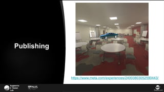 Augmente
d Human
Lab flowsxr.com
https://www.meta.com/experiences/24003803052590443/
Publishing
 