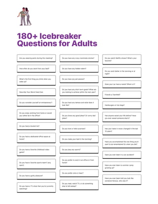 Stunning Ice Breaker Questions For Adults Scene for Your Screen Stunning Ice Breaker Questions For Adults Scene for Your Screen