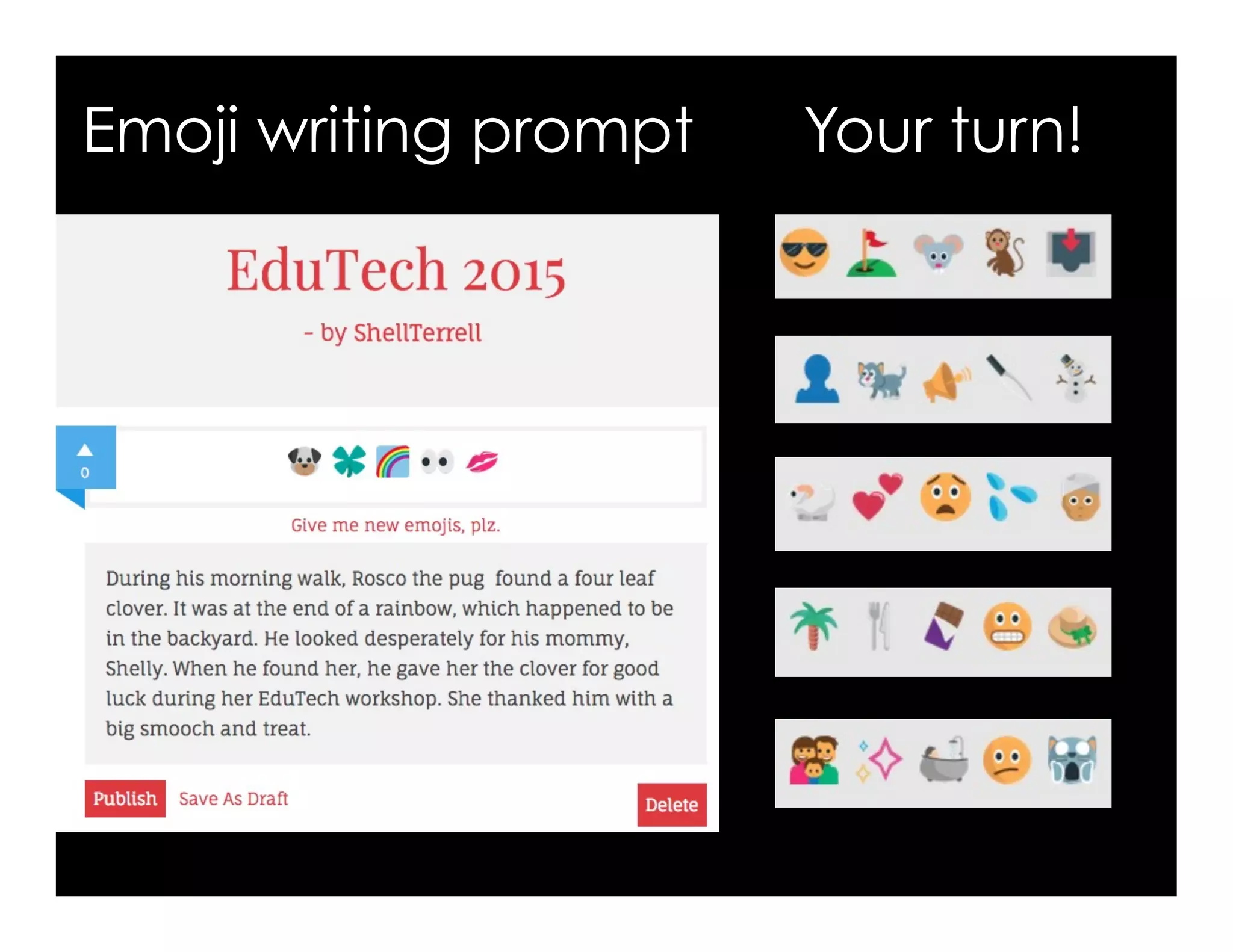 Emoji writing prompt Your turn!
