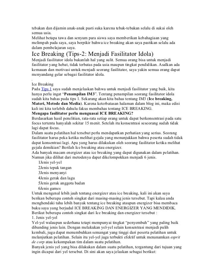 Ice Breaking Dlm Pembelajaran