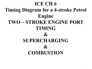 ICE CH 6
Timing Diagram for a 4-stroke Petrol
Engine
TWO – STROKE ENGINE PORT
TIMING
&
SUPERCHARGING
&
COMBUSTION
1
 