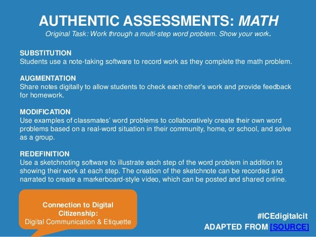 Authentic assessment examples math picture