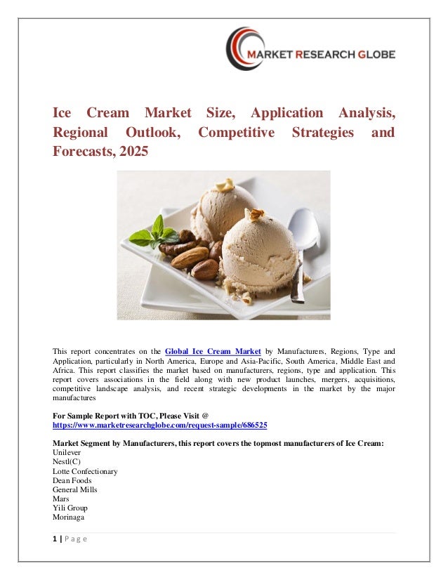 Ice cream market size, application analysis, regional outlook, competitive strategies and
