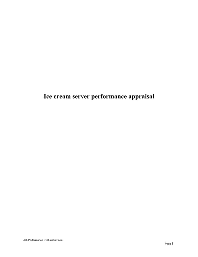 Ice cream server performance appraisal PDF