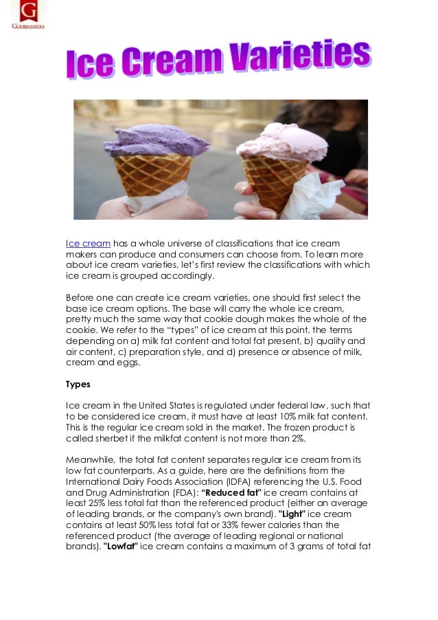 Ice cream varieties
